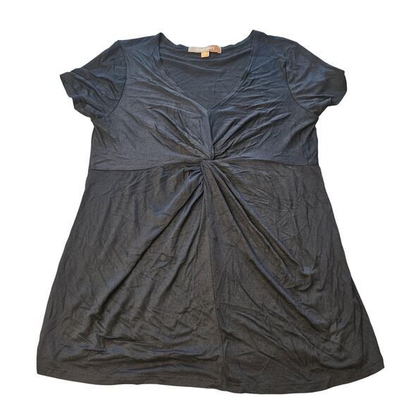 Ellen Tracy Shirt Womens Small Black Twist Front Knit Top Minimalist Capsule - Picture 1 of 10
